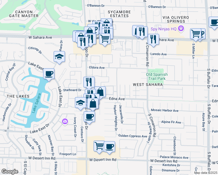 map of restaurants, bars, coffee shops, grocery stores, and more near 2828 Sparkling Sea Street in Las Vegas