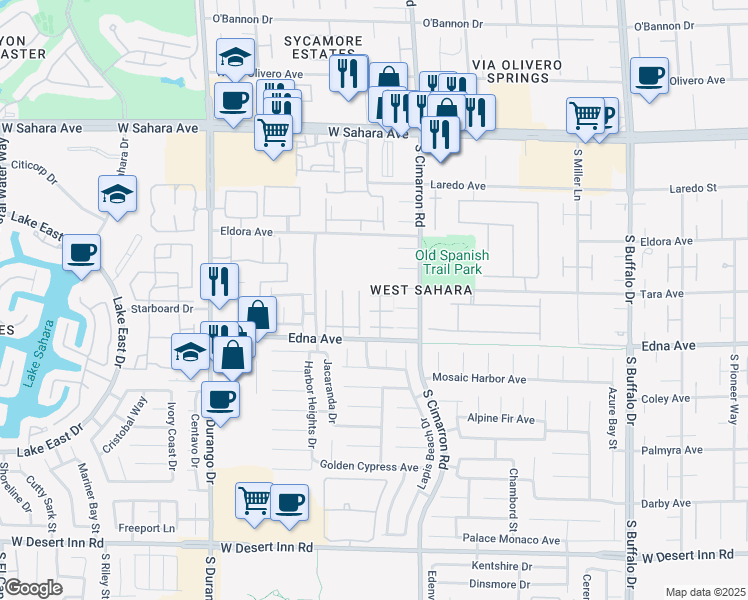 map of restaurants, bars, coffee shops, grocery stores, and more near 8289 Arden Ladder Place in Las Vegas