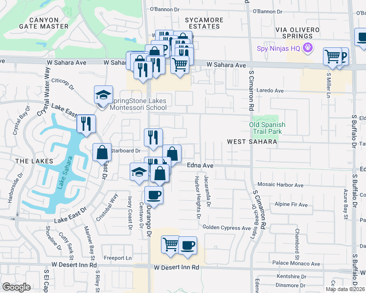 map of restaurants, bars, coffee shops, grocery stores, and more near 8471 Spirit Vale Avenue in Las Vegas