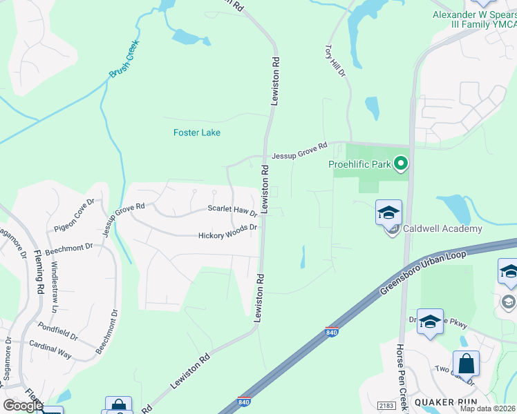 map of restaurants, bars, coffee shops, grocery stores, and more near 3602 Scarlet Haw Court in Greensboro