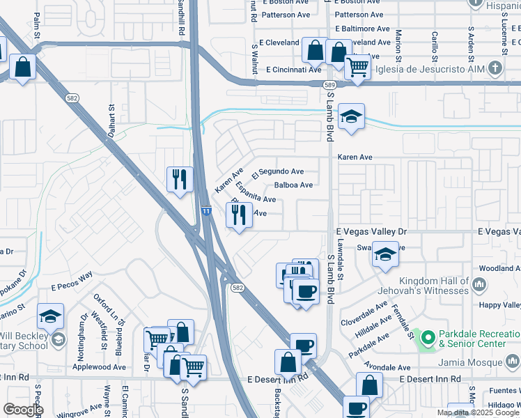 map of restaurants, bars, coffee shops, grocery stores, and more near 4010 Placita Avenue in Las Vegas