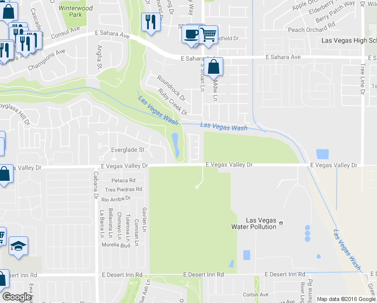 map of restaurants, bars, coffee shops, grocery stores, and more near 2855 Canonero Street in Las Vegas