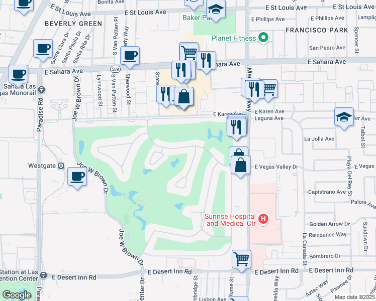 map of restaurants, bars, coffee shops, grocery stores, and more near 945 Vegas Valley Drive in Las Vegas