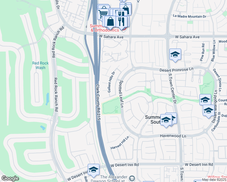 map of restaurants, bars, coffee shops, grocery stores, and more near 2855 Grande Valley Drive in Las Vegas