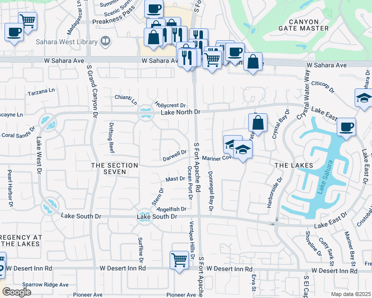 map of restaurants, bars, coffee shops, grocery stores, and more near 2929 Domino Way in Las Vegas