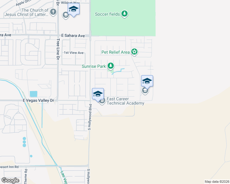 map of restaurants, bars, coffee shops, grocery stores, and more near 2850 Murray Hills Lane in Las Vegas