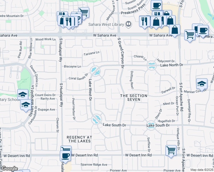 map of restaurants, bars, coffee shops, grocery stores, and more near 2925 Bridge Creek Street in Las Vegas