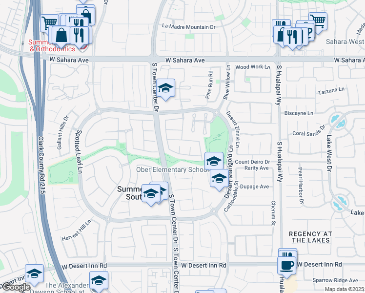 map of restaurants, bars, coffee shops, grocery stores, and more near 2901 Windset Court in Las Vegas