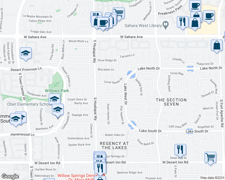 map of restaurants, bars, coffee shops, grocery stores, and more near 2909 Ivory Reef Court in Las Vegas