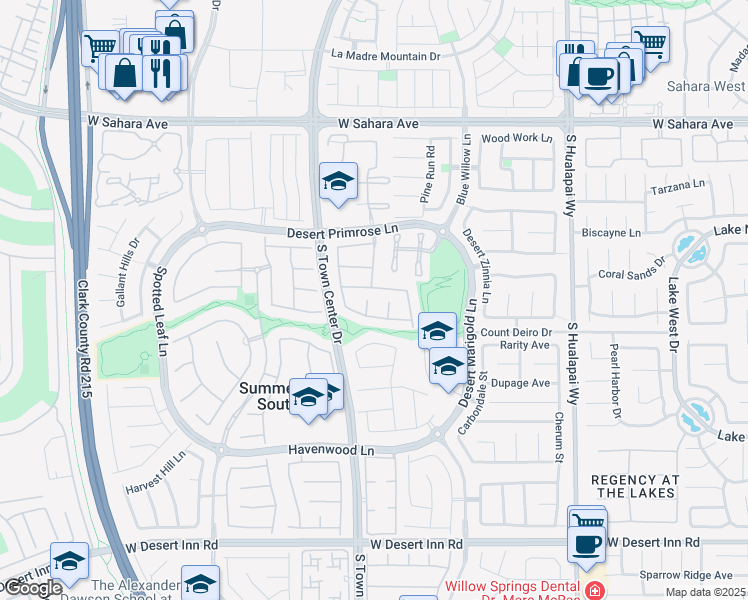 map of restaurants, bars, coffee shops, grocery stores, and more near 2882 Windset Court in Las Vegas