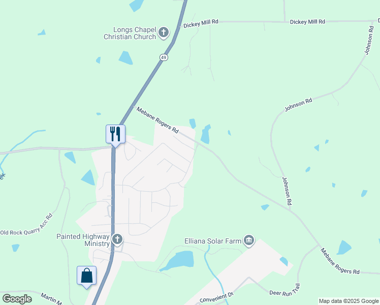 map of restaurants, bars, coffee shops, grocery stores, and more near 103 Donelson Way in Burlington