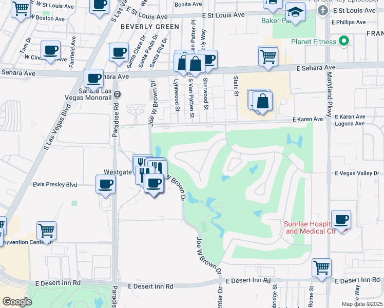 map of restaurants, bars, coffee shops, grocery stores, and more near 639 Oakmont Avenue in Las Vegas