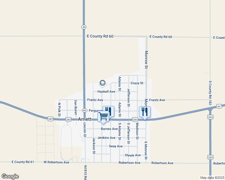 map of restaurants, bars, coffee shops, grocery stores, and more near 205 Haskell Avenue in Arnett