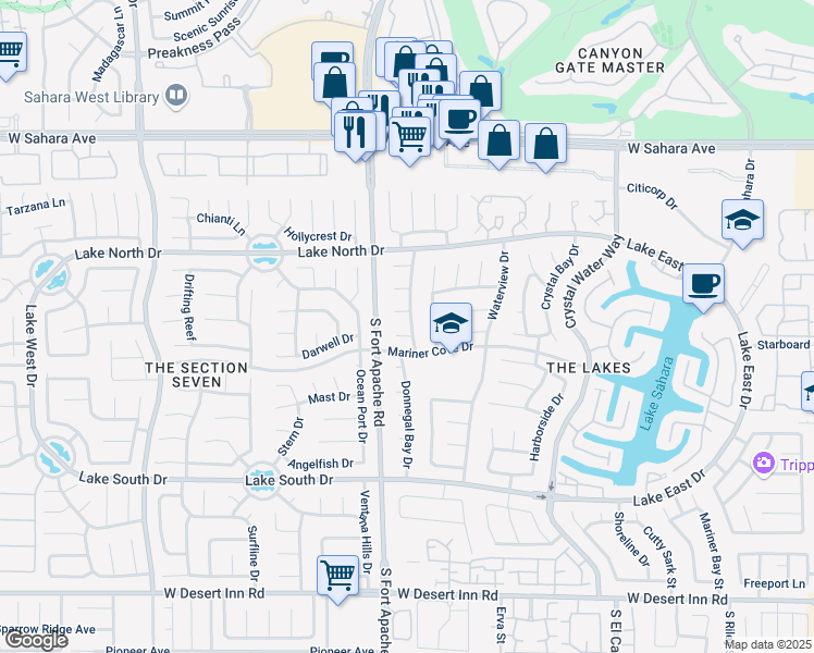 map of restaurants, bars, coffee shops, grocery stores, and more near 9100 Shelter Cove Court in Las Vegas