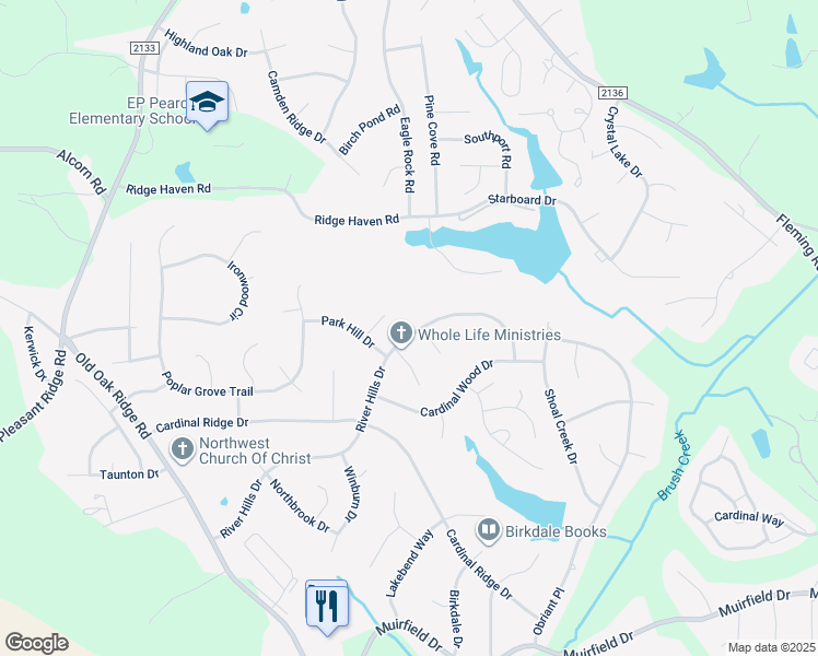 map of restaurants, bars, coffee shops, grocery stores, and more near 6402 River Hills Drive in Greensboro