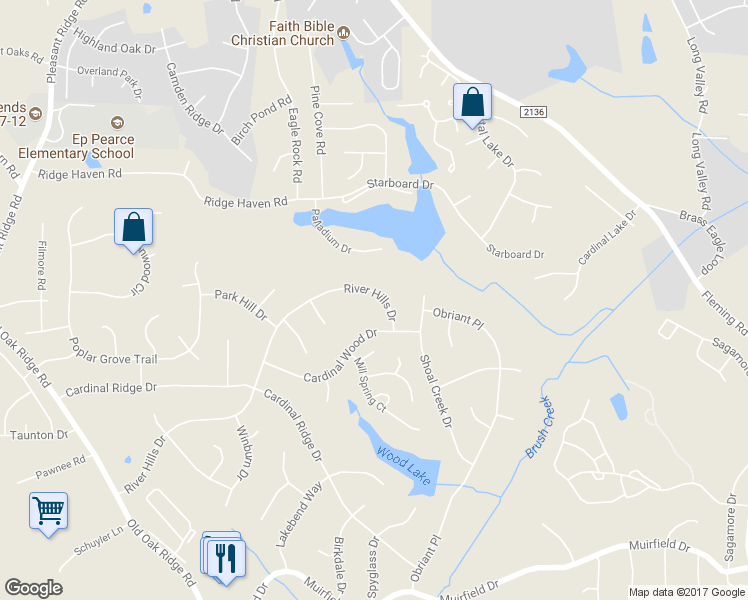 map of restaurants, bars, coffee shops, grocery stores, and more near 6309 River Hills Drive in Greensboro