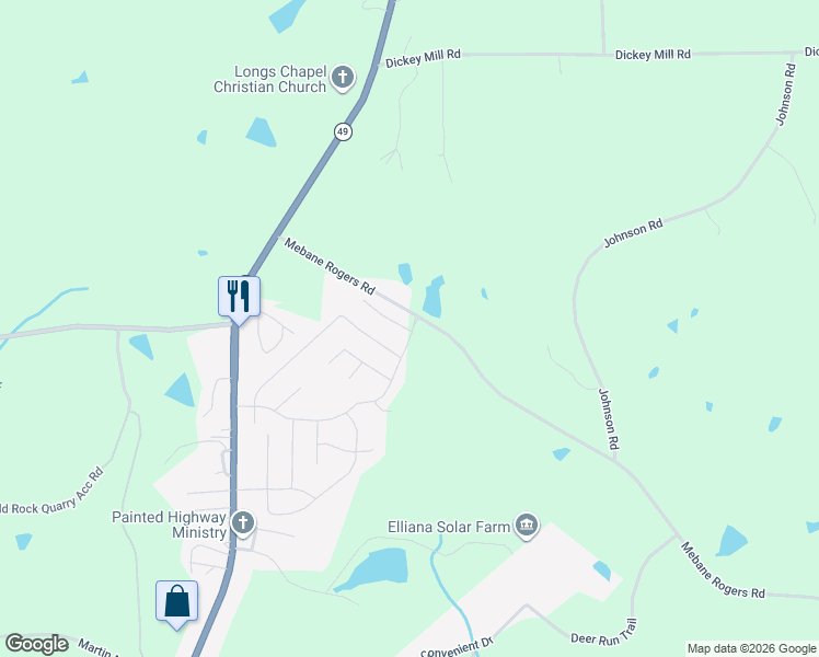 map of restaurants, bars, coffee shops, grocery stores, and more near 103 Donelson Way in Burlington