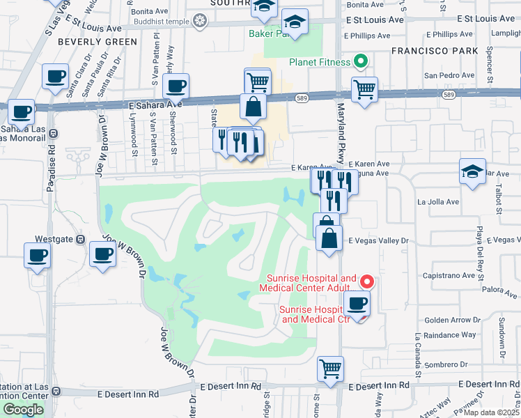 map of restaurants, bars, coffee shops, grocery stores, and more near 940 Vegas Valley Drive in Las Vegas