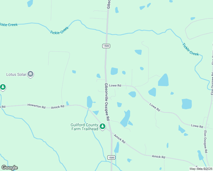 map of restaurants, bars, coffee shops, grocery stores, and more near Gibsonville Ossipee Road in Elon