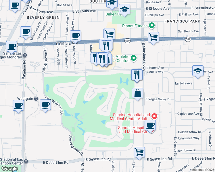 map of restaurants, bars, coffee shops, grocery stores, and more near 916 Vegas Valley Drive in Las Vegas