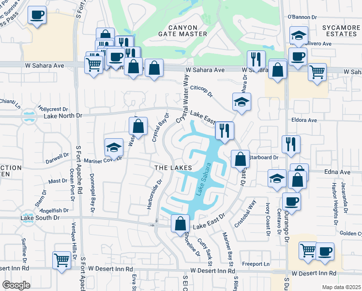 map of restaurants, bars, coffee shops, grocery stores, and more near 2825 Coast Line Court in Las Vegas