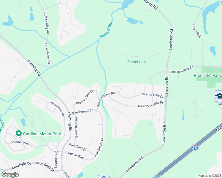 map of restaurants, bars, coffee shops, grocery stores, and more near 5111 Mountain Ash Court in Greensboro