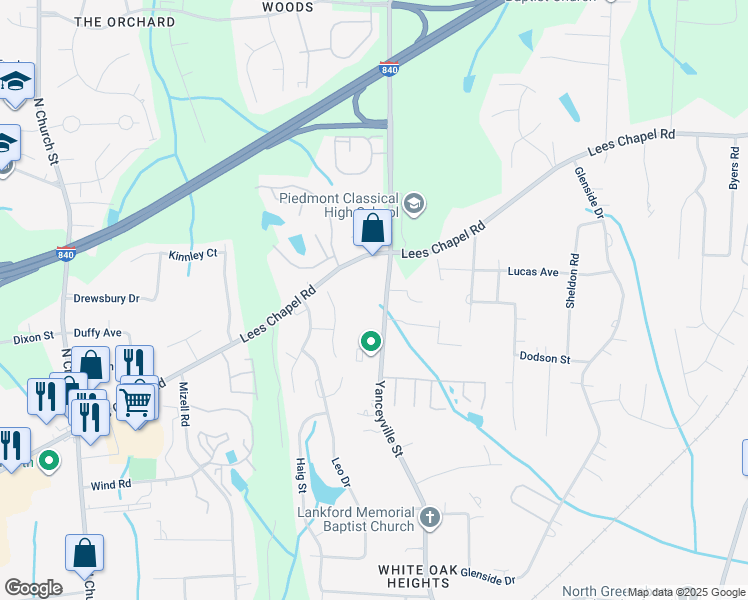 map of restaurants, bars, coffee shops, grocery stores, and more near 4003 Yanceyville Street in Greensboro