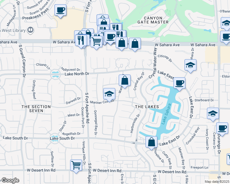 map of restaurants, bars, coffee shops, grocery stores, and more near 9009 Feather River Court in Las Vegas