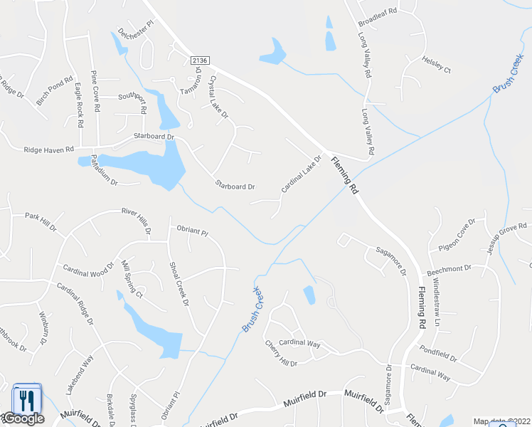 map of restaurants, bars, coffee shops, grocery stores, and more near 5916 Cardinal Lake Drive in Greensboro