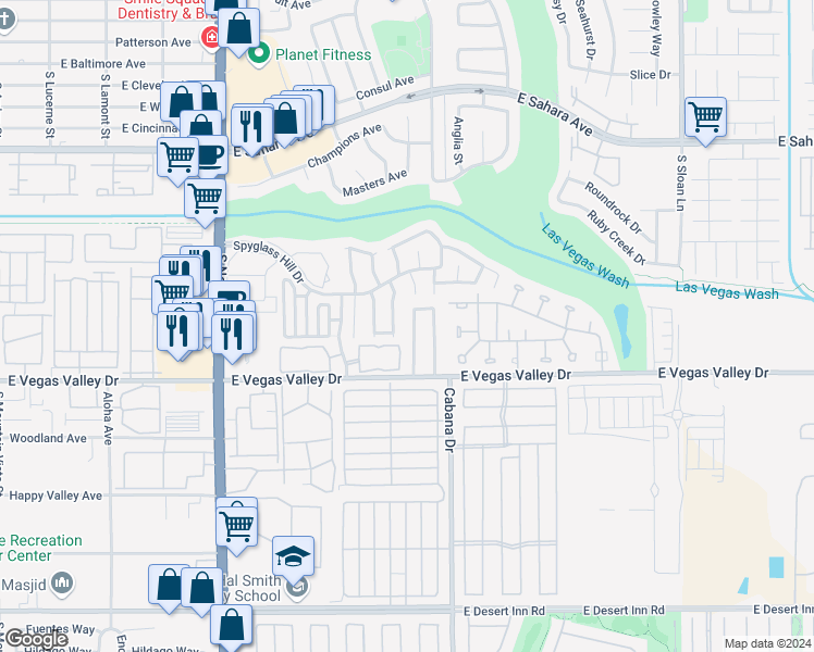 map of restaurants, bars, coffee shops, grocery stores, and more near 2807 Beaconfalls Way in Las Vegas