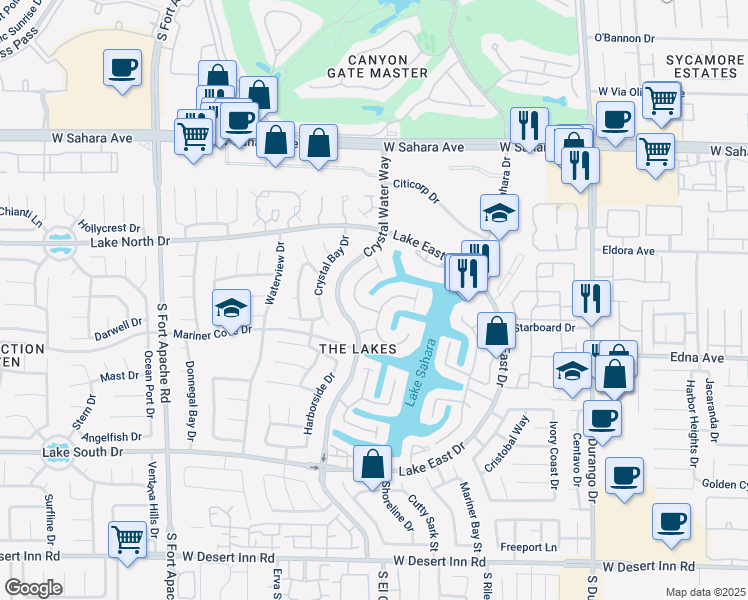 map of restaurants, bars, coffee shops, grocery stores, and more near 2825 Coast Line Court in Las Vegas