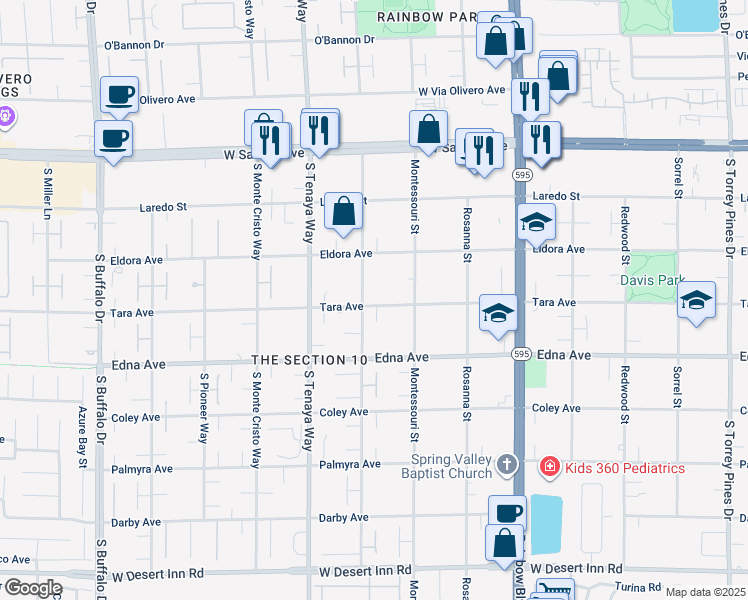 map of restaurants, bars, coffee shops, grocery stores, and more near 2784 Belcastro Street in Las Vegas