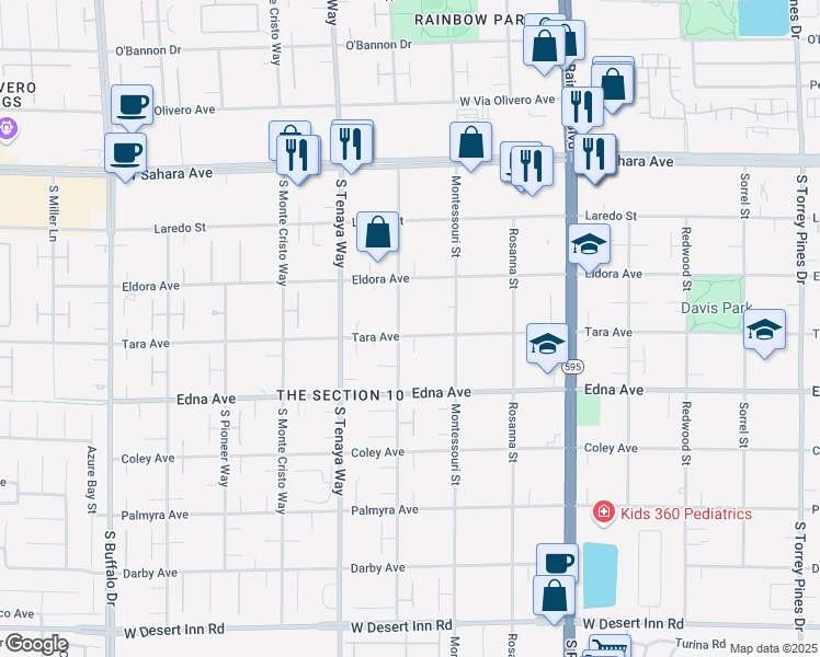 map of restaurants, bars, coffee shops, grocery stores, and more near 2784 Belcastro Street in Las Vegas
