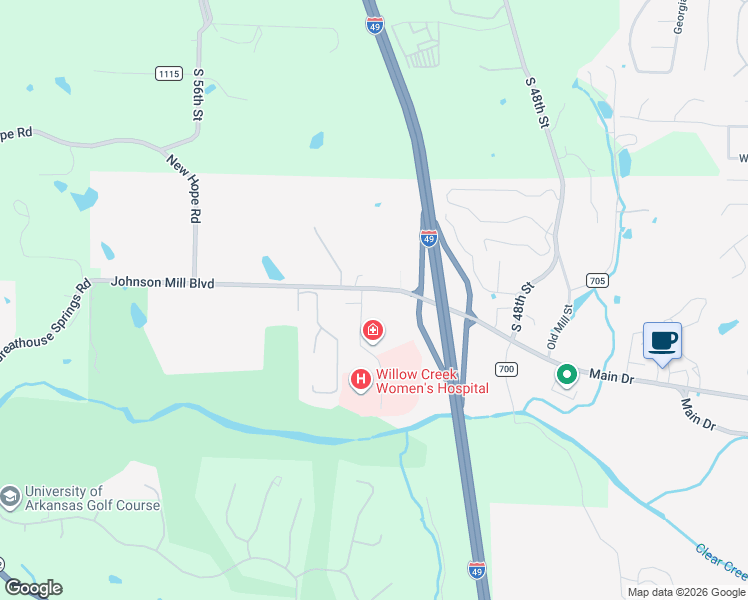 map of restaurants, bars, coffee shops, grocery stores, and more near 5203 Willow Creek Drive in Fayetteville