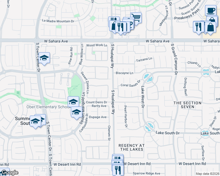 map of restaurants, bars, coffee shops, grocery stores, and more near 10151 Splendor Ridge Avenue in Las Vegas
