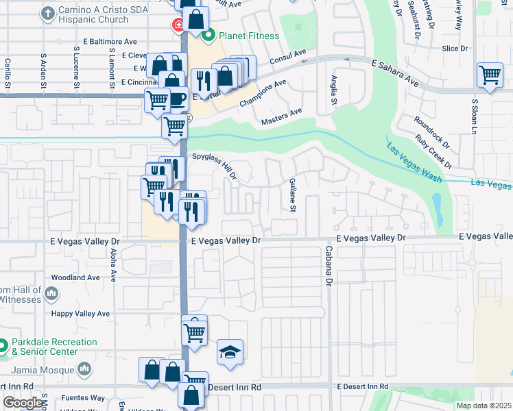 map of restaurants, bars, coffee shops, grocery stores, and more near 5183 Irish Moss Court in Las Vegas