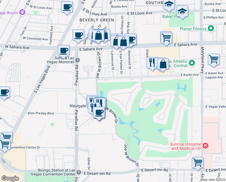 map of restaurants, bars, coffee shops, grocery stores, and more near 650 Oakmont Avenue in Las Vegas