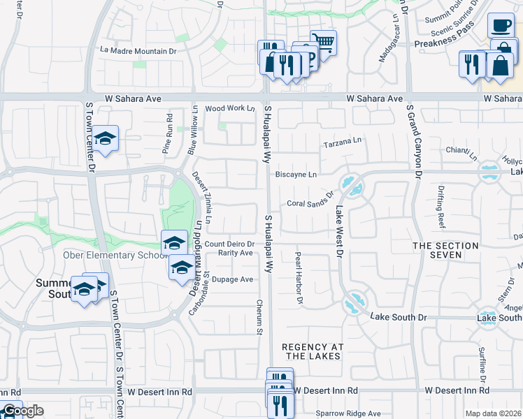 map of restaurants, bars, coffee shops, grocery stores, and more near 10151 Splendor Ridge Avenue in Las Vegas
