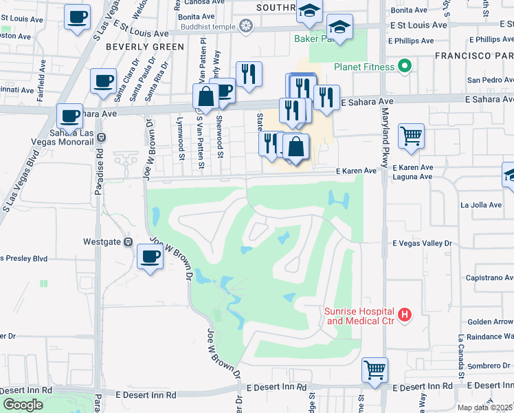 map of restaurants, bars, coffee shops, grocery stores, and more near 754 Vegas Valley Drive in Las Vegas