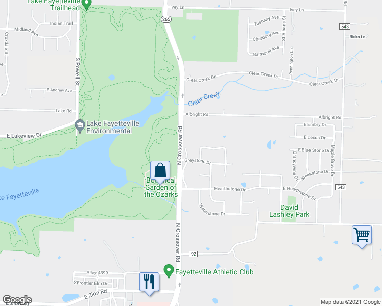 map of restaurants, bars, coffee shops, grocery stores, and more near 4858 Castlewood Lane in Fayetteville