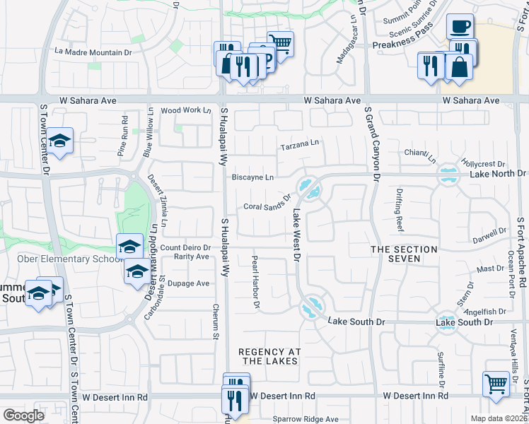 map of restaurants, bars, coffee shops, grocery stores, and more near 10001 Coral Sands Drive in Las Vegas