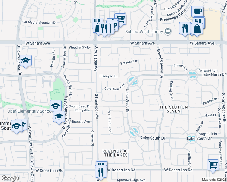 map of restaurants, bars, coffee shops, grocery stores, and more near 10001 Coral Sands Drive in Las Vegas