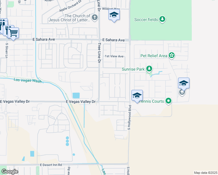 map of restaurants, bars, coffee shops, grocery stores, and more near 2866 Sipe Springs Street in Sunrise Manor