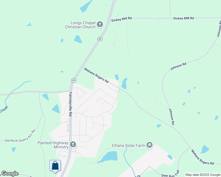 map of restaurants, bars, coffee shops, grocery stores, and more near Armistead Court in Alamance County