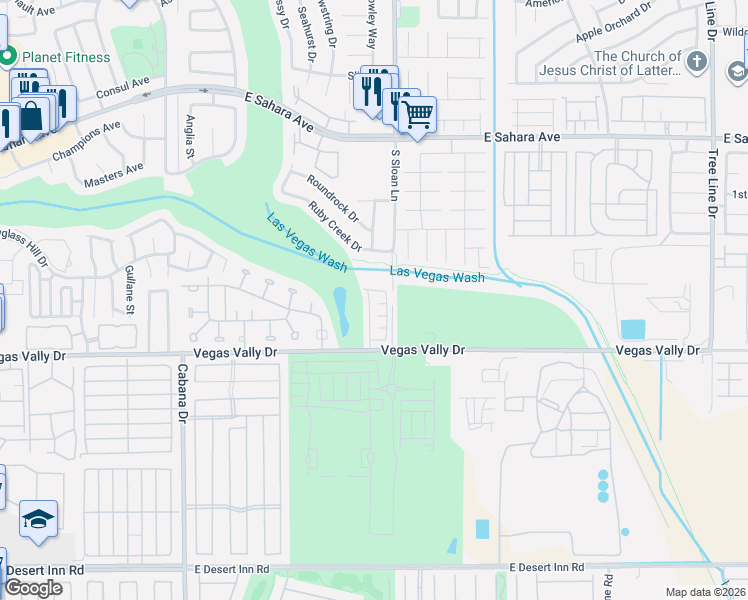 map of restaurants, bars, coffee shops, grocery stores, and more near 2796 Canonero Street in Las Vegas