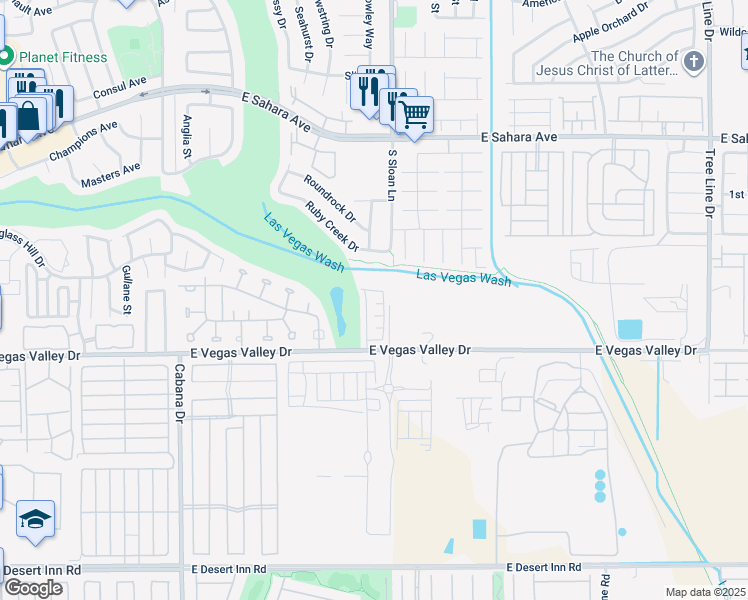 map of restaurants, bars, coffee shops, grocery stores, and more near 5768 Alysheba Court in Las Vegas