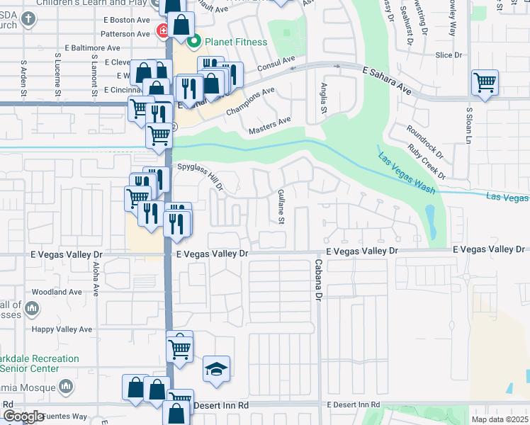 map of restaurants, bars, coffee shops, grocery stores, and more near 2767 Quaker Ridge Road in Las Vegas