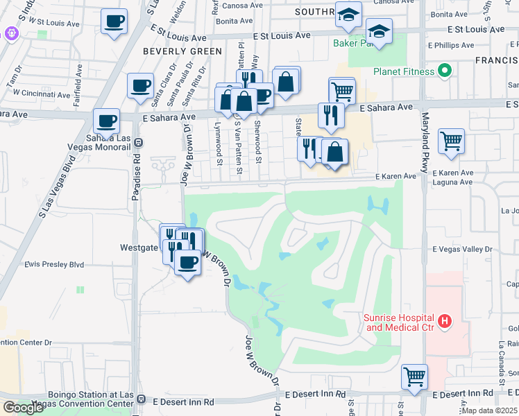 map of restaurants, bars, coffee shops, grocery stores, and more near 746 Oakmont Avenue in Las Vegas