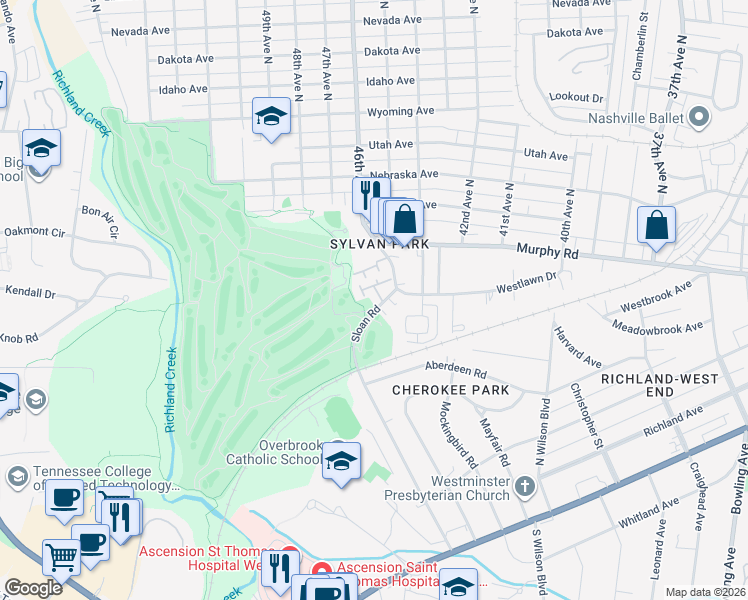 map of restaurants, bars, coffee shops, grocery stores, and more near 403 Sloan Road in Nashville