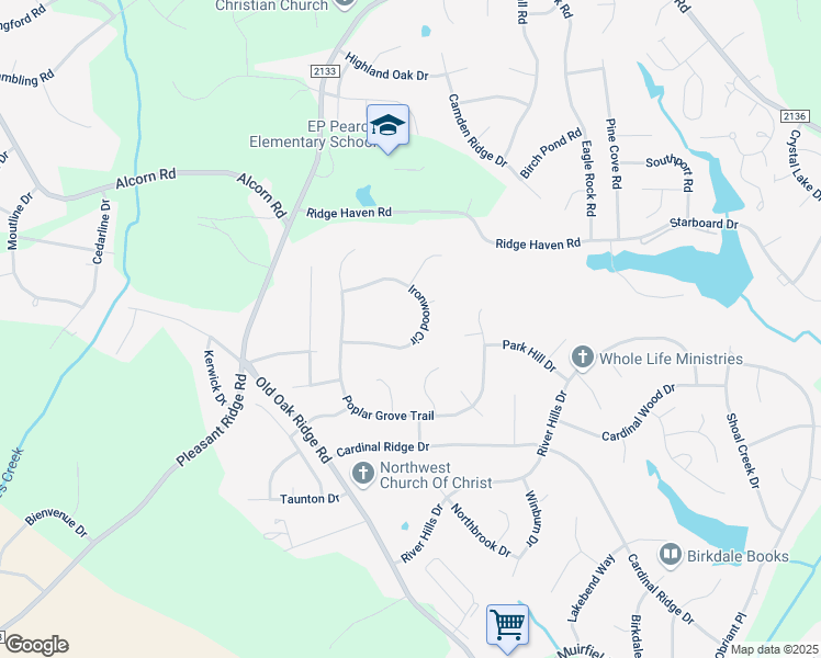 map of restaurants, bars, coffee shops, grocery stores, and more near 6874 Ironwood Circle in Greensboro